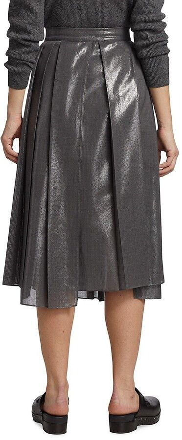 Brunello Cucinelli o1y0725 Midi Skirt in Gray Size 28" / US 6 / IT 42 - 4 Thumbnail