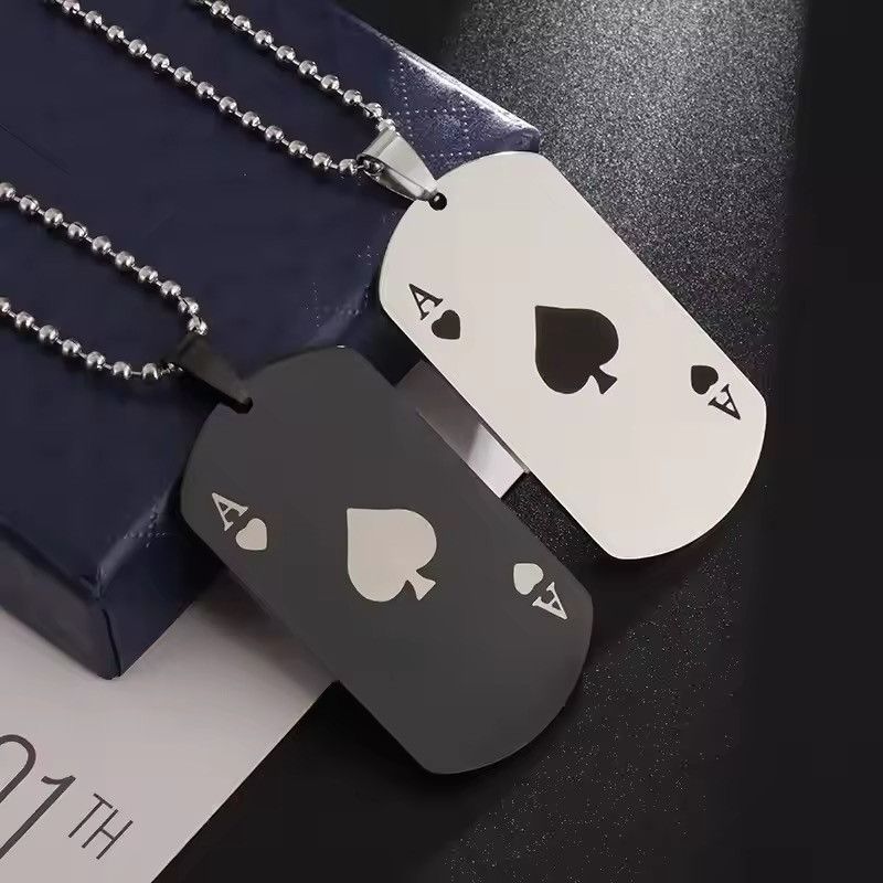 Jewelry Silver Classic Square Tag Ace of Spades Necklaces Size ONE SIZE - 3 Thumbnail
