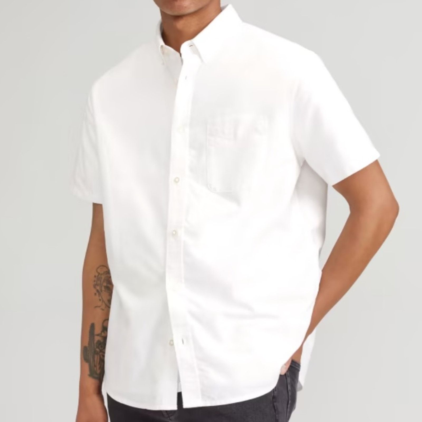 Everlane The Organic Short Sleeve Slim Fit - White Size M
