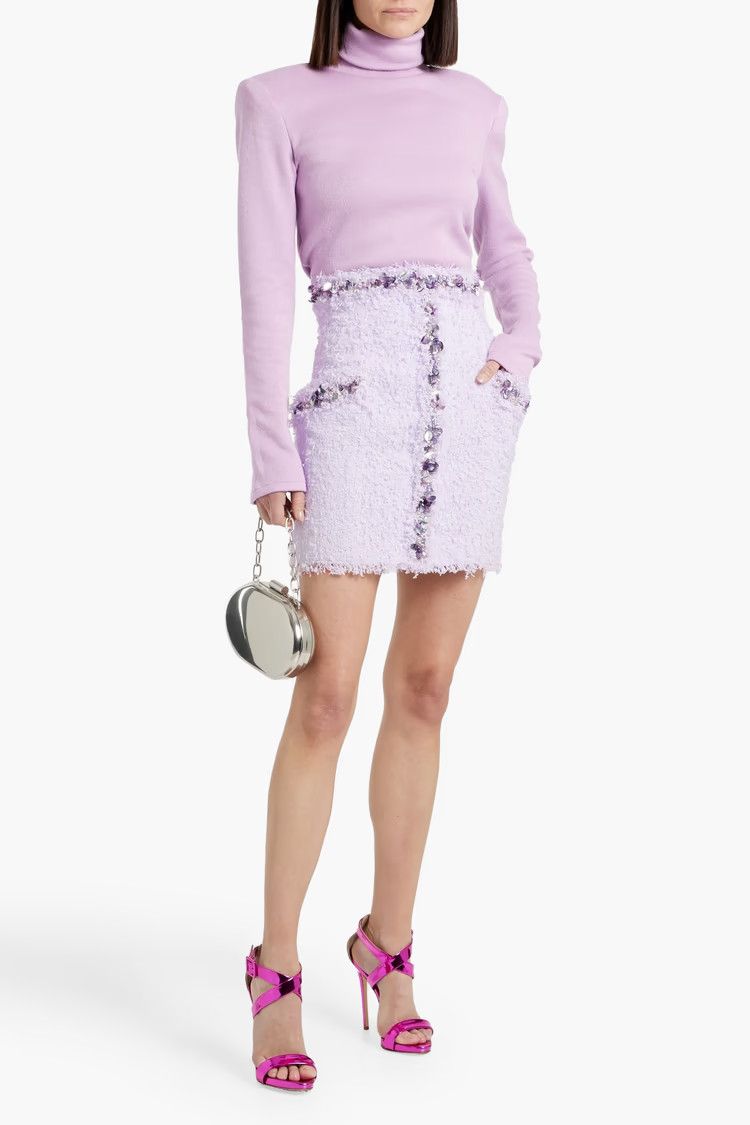 Balmain o1y0625 Mini Skirt in Lilac Size 27" / US 4 / IT 40 - 2 Thumbnail