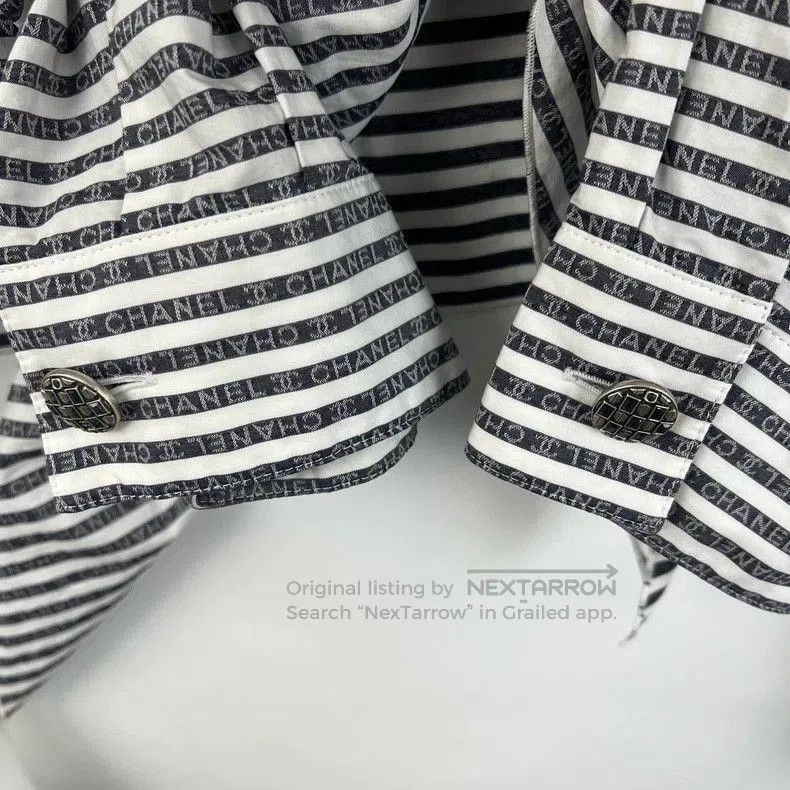 Chanel Chanel Logo Stripe Tie Waist Shirt. Size US S / EU 44-46 / 1 - 7 Thumbnail