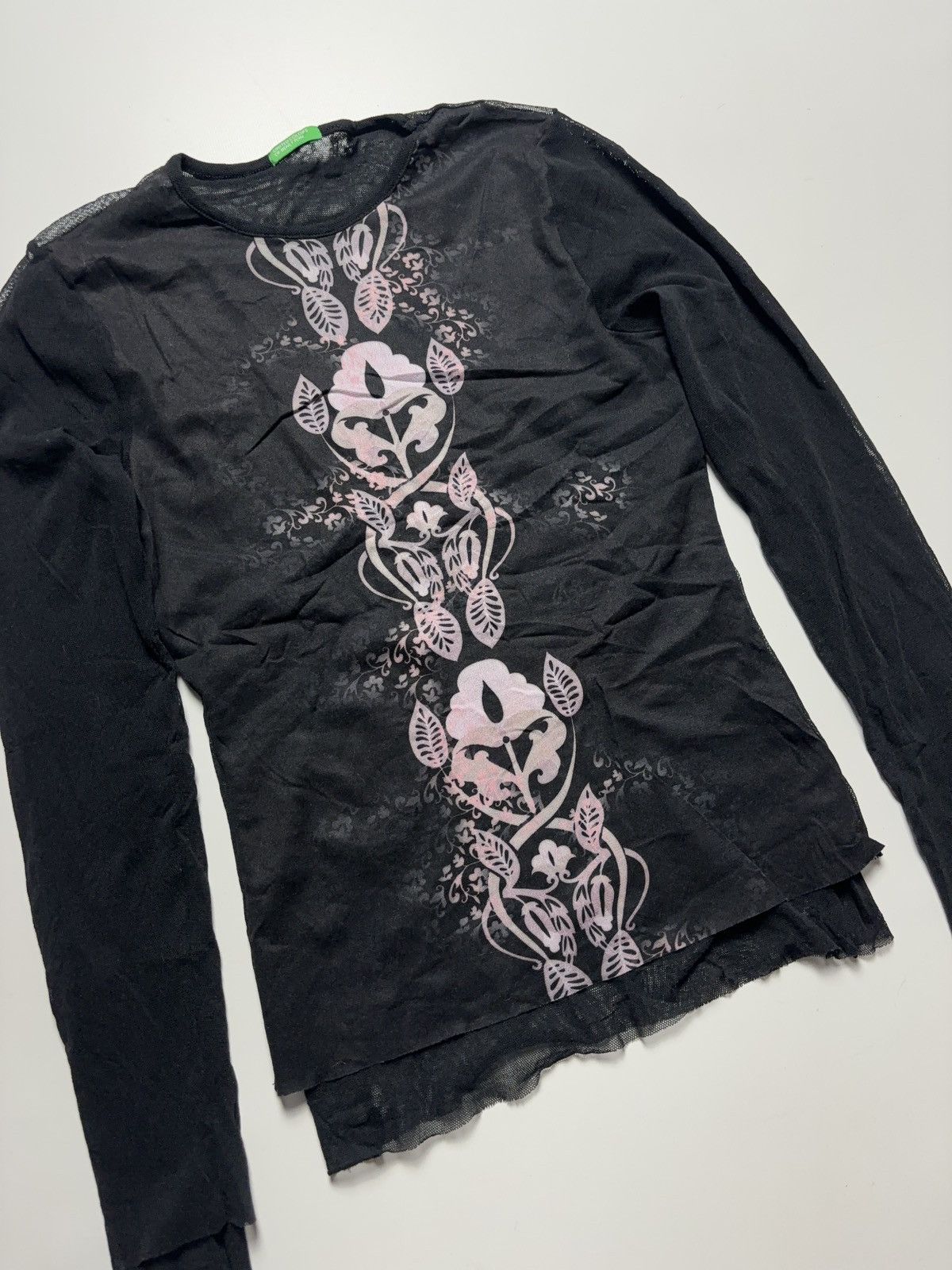 Vintage VINTAGE PRINTED MESH LONG SLEEVE TOP BLOUSE Size XS / US 0-2 / IT 36-38 - 2 Thumbnail