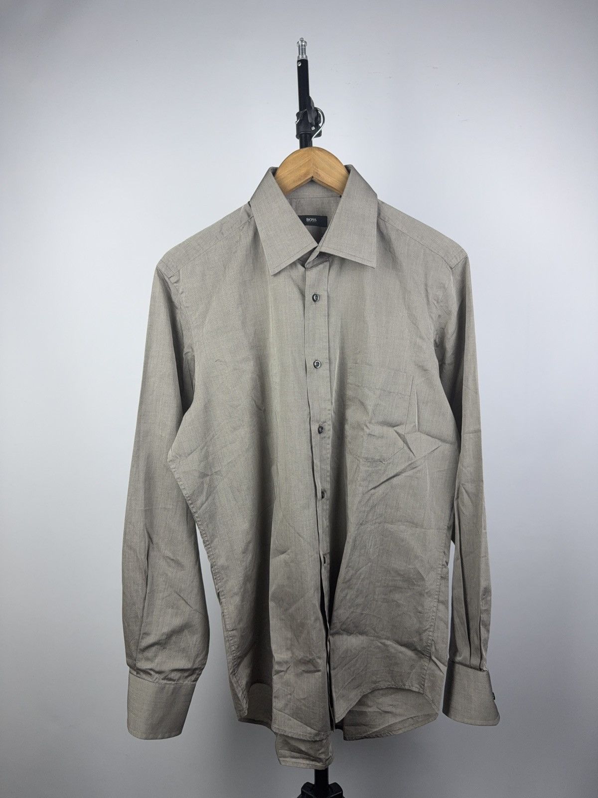 Hugo Boss Hugo BOSS Italian Fabric Dress Shirt Taupe Cotton 40 15 3/4 Size US L / EU 52-54 / 3 - 1 Thumbnail
