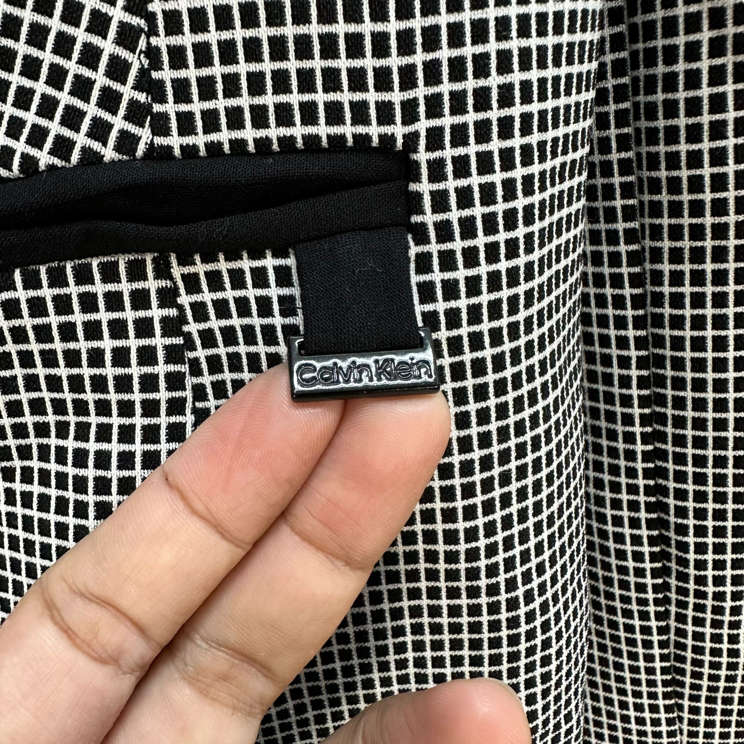 Calvin Klein CALVIN KLEIN Single Button Small Check Blazer #A71-1723 Size XL / US 12-14 / IT 48-50 - 6 Thumbnail