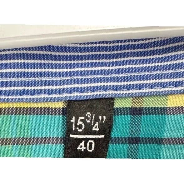 Vintage Olymp Level Five Dress Shirt Mens 15.3-4 40 Multi Plaid Body Fit Button Up Size 42R - 5 Thumbnail