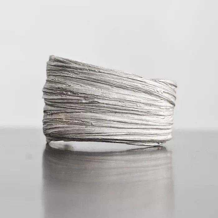 DETAJ Detaj Distressed Hair Texture 925 2-Tone Silver Bracelet Size ONE SIZE - 8 Thumbnail