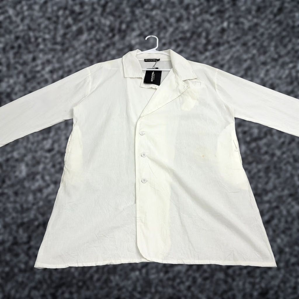 PrettyLittleThing PrettyLittleThing Shirt 10 White Cotton Long Sleeve Button Up Oversized Womens Size L / US 10 / IT 46 - 1 Thumbnail