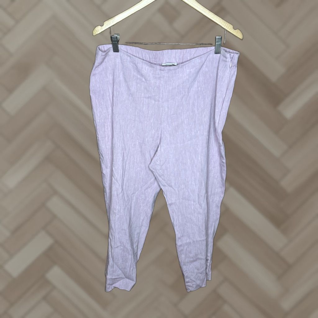 J. Jill VINTAGE J. Jill Linen Stretch Cropped Capri Pants Womens L Pink Button Hem Side Zip Size 36" / US 14 / IT 50 - 1 Thumbnail