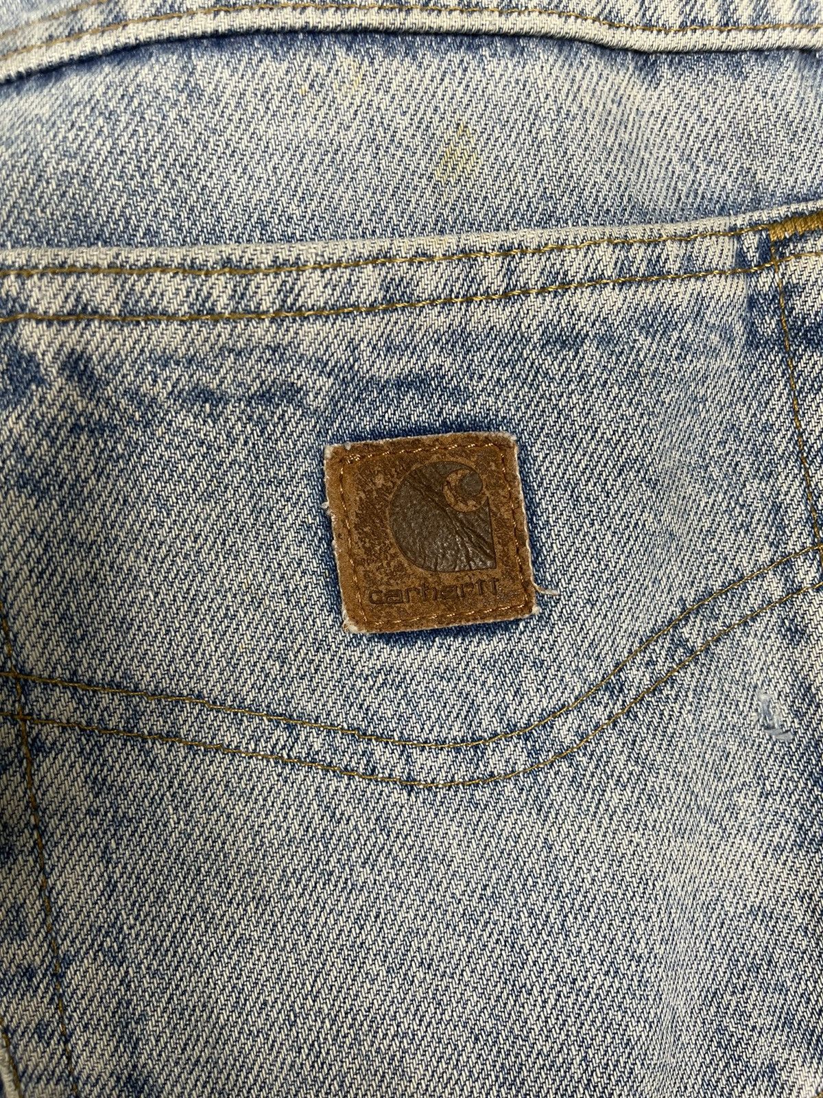 Carhartt Vintage 90s Carhatt Light Blue Ripped Denim Jeans Size US 37 - 18 Thumbnail