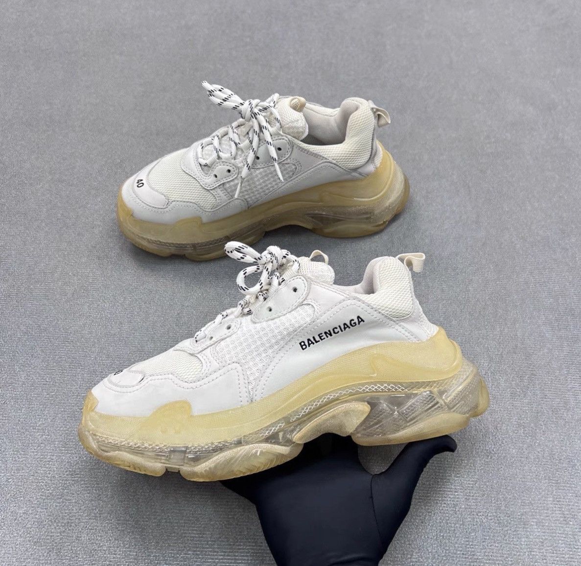 Balenciaga Balenciaga Triple S White Cushioned Men's Sneakers Size US 7 / EU 40 - 1 Thumbnail