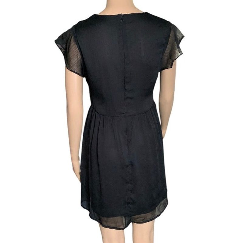 Shein SHEIN Midi Dress Women's Small Black Sheer Lined Deep V-Neck Size S / US 4 / IT 40 - 5 Thumbnail