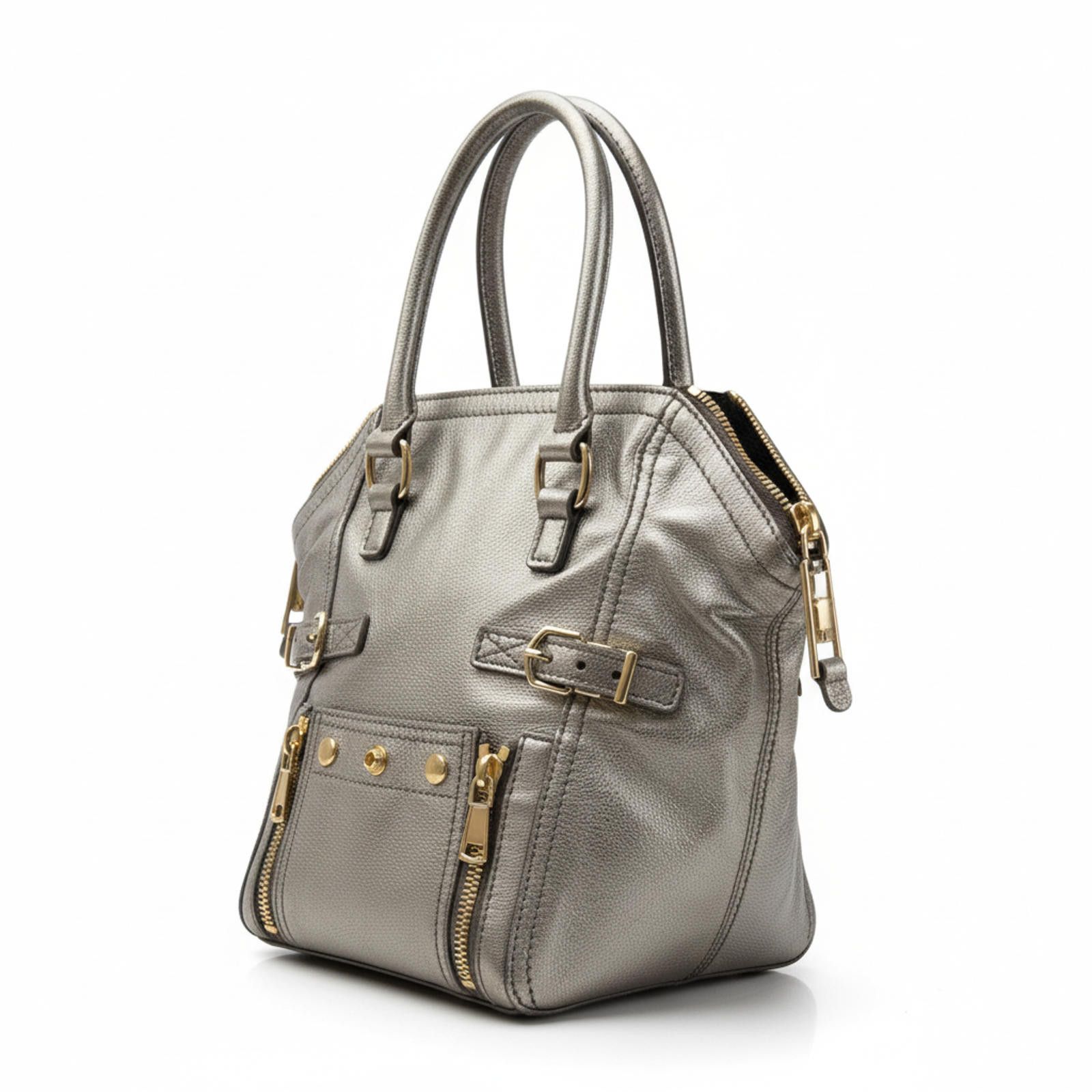Saint Laurent Paris Saint Laurent - Metallic Leather Handbag with Gold-tone Size ONE SIZE - 1 Thumbnail