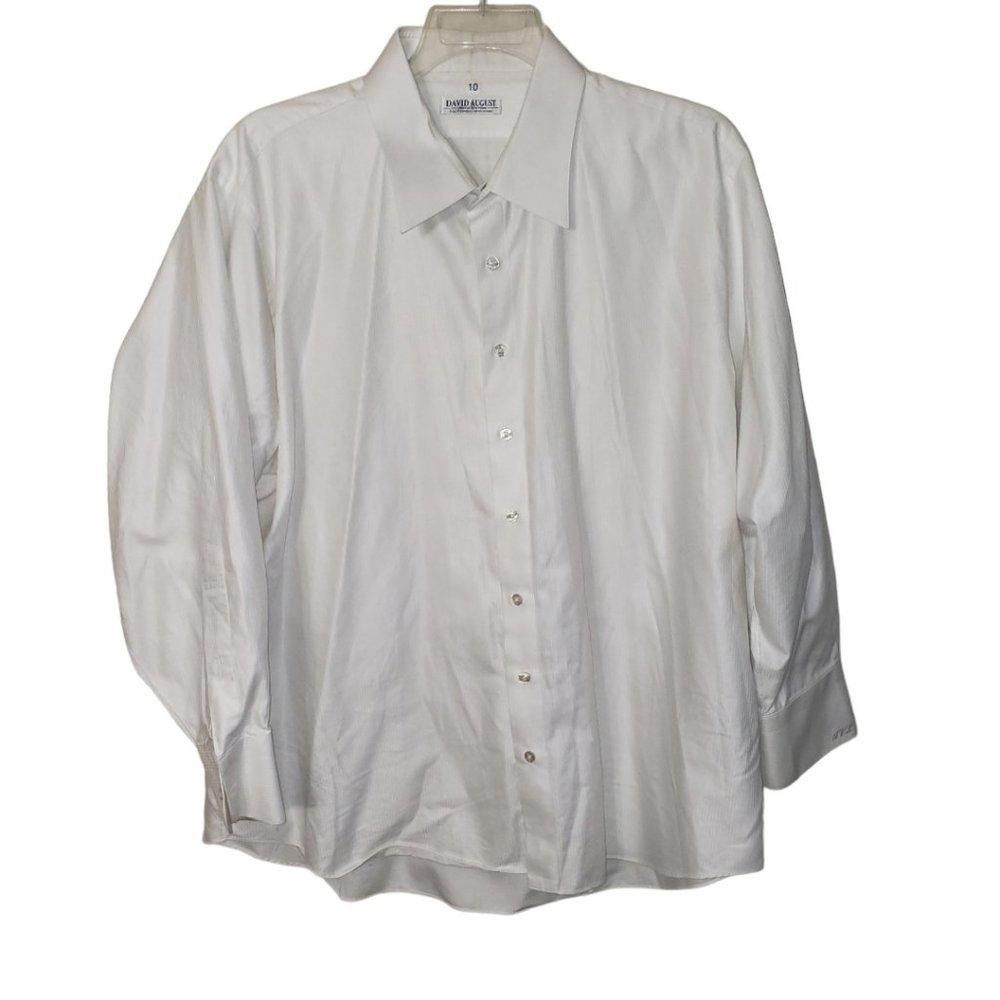 Designer CT355 David August White Long Sleeve Dress Shirt 10 Size 38R - 1 Thumbnail