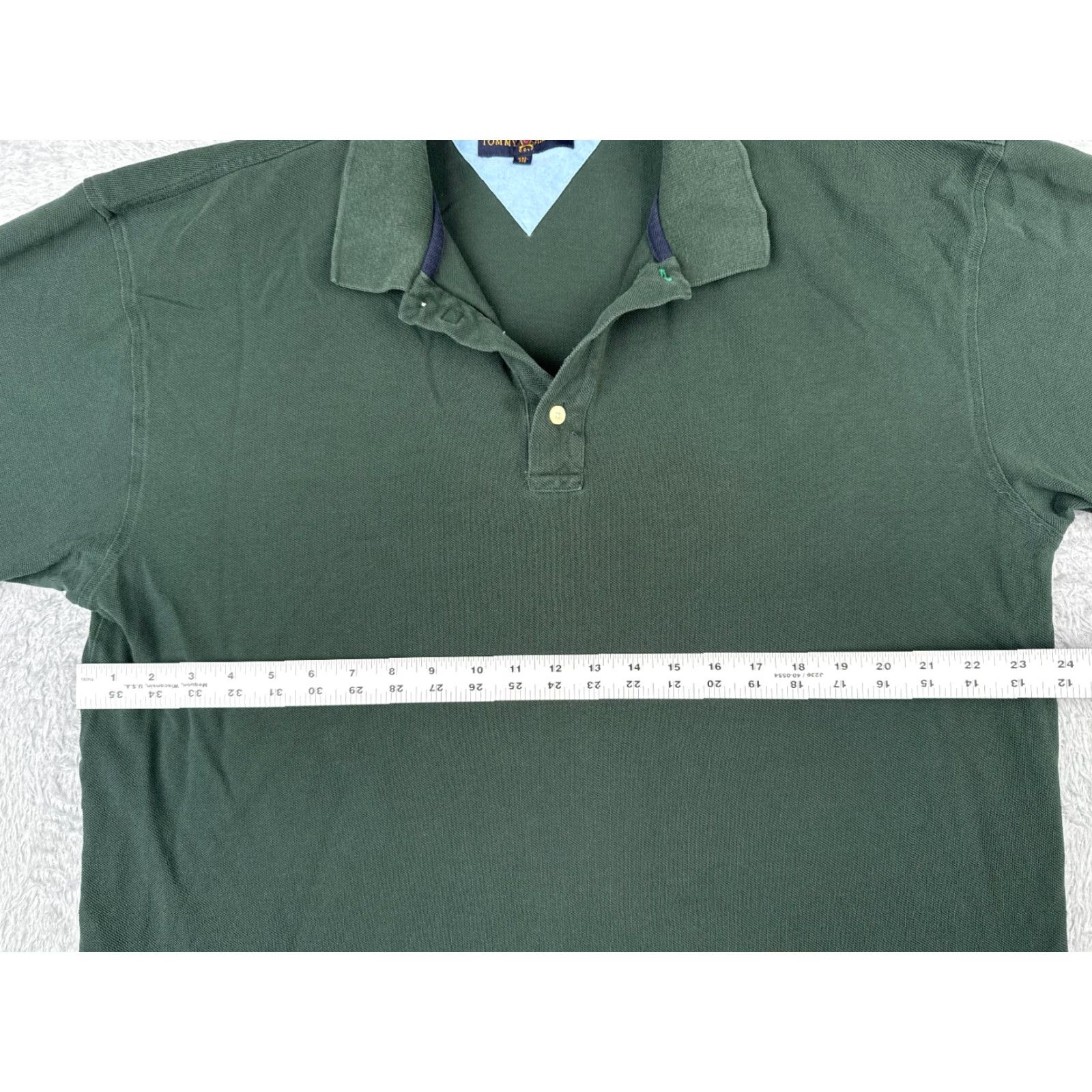 Tommy Hilfiger VINTAGE Tommy Hilfiger Polo Shirt Men 2XL Green Short Sleeve Cotton Jersey Slim Fit, Solid, Embroidered Logo, Button-Down Collar, Casual Polo, Mens Size US XXL / EU 58 / 5 - 7 Thumbnail
