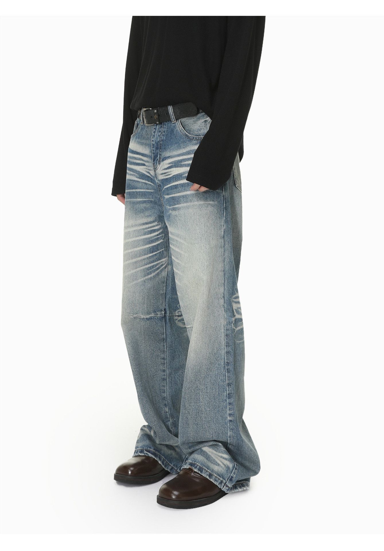 Japanese Brand Men's Cleanfit Washed & Distressed Straight-Leg Jeans Size US 32 / EU 48 - 5 Thumbnail
