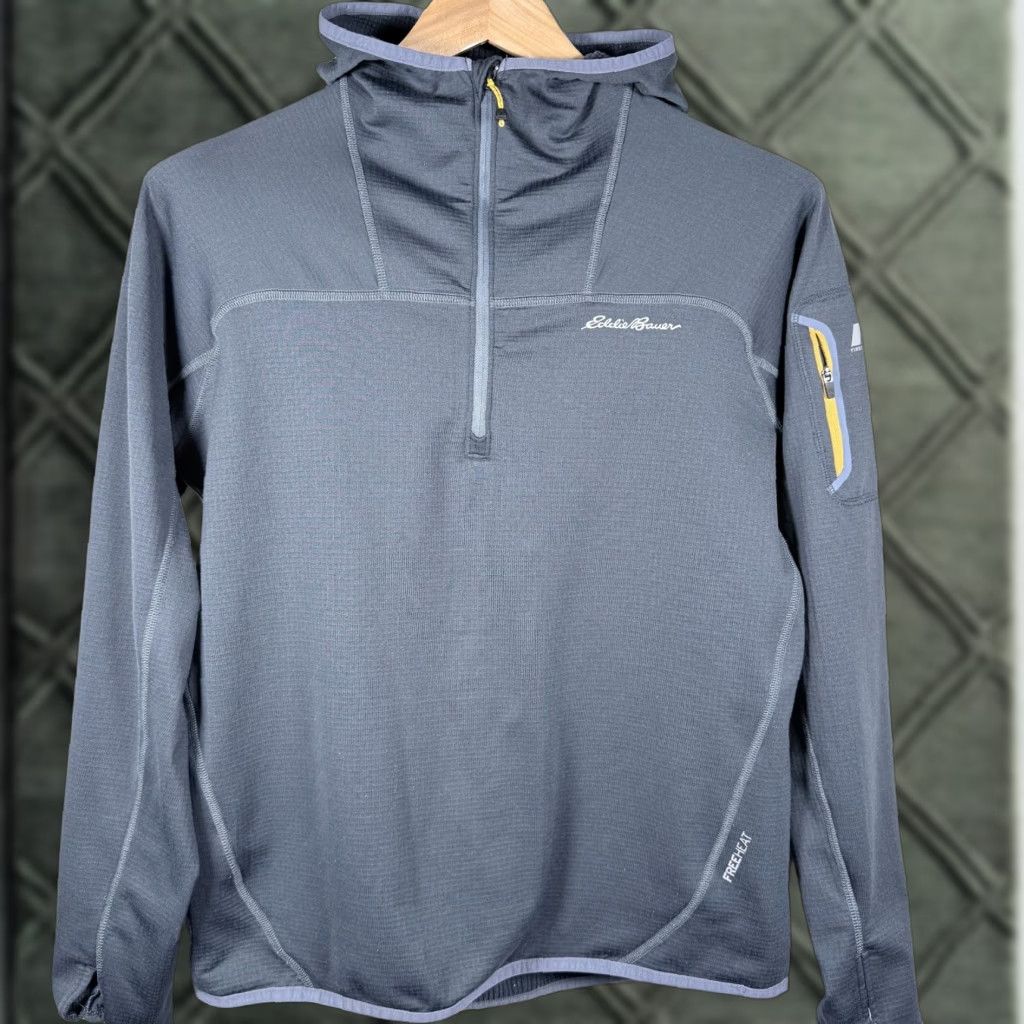 Eddie Bauer Eddie Bauer High Route Grid Fleece 1/2-Zip Hoodie Gray Thumbhole Men's - Medium Hoodie Men Gray 1/2 Zip Size US M / EU 48-50 / 2 - 1 Thumbnail