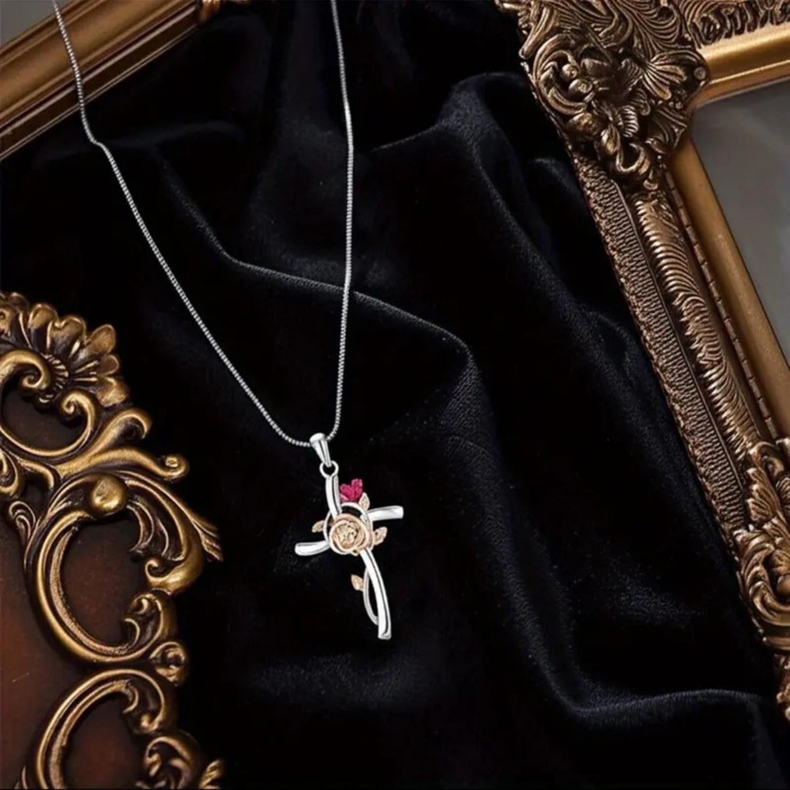 Designer Gold and Silver Plated Cross Pendant Necklace NWT Size ONE SIZE - 3 Thumbnail