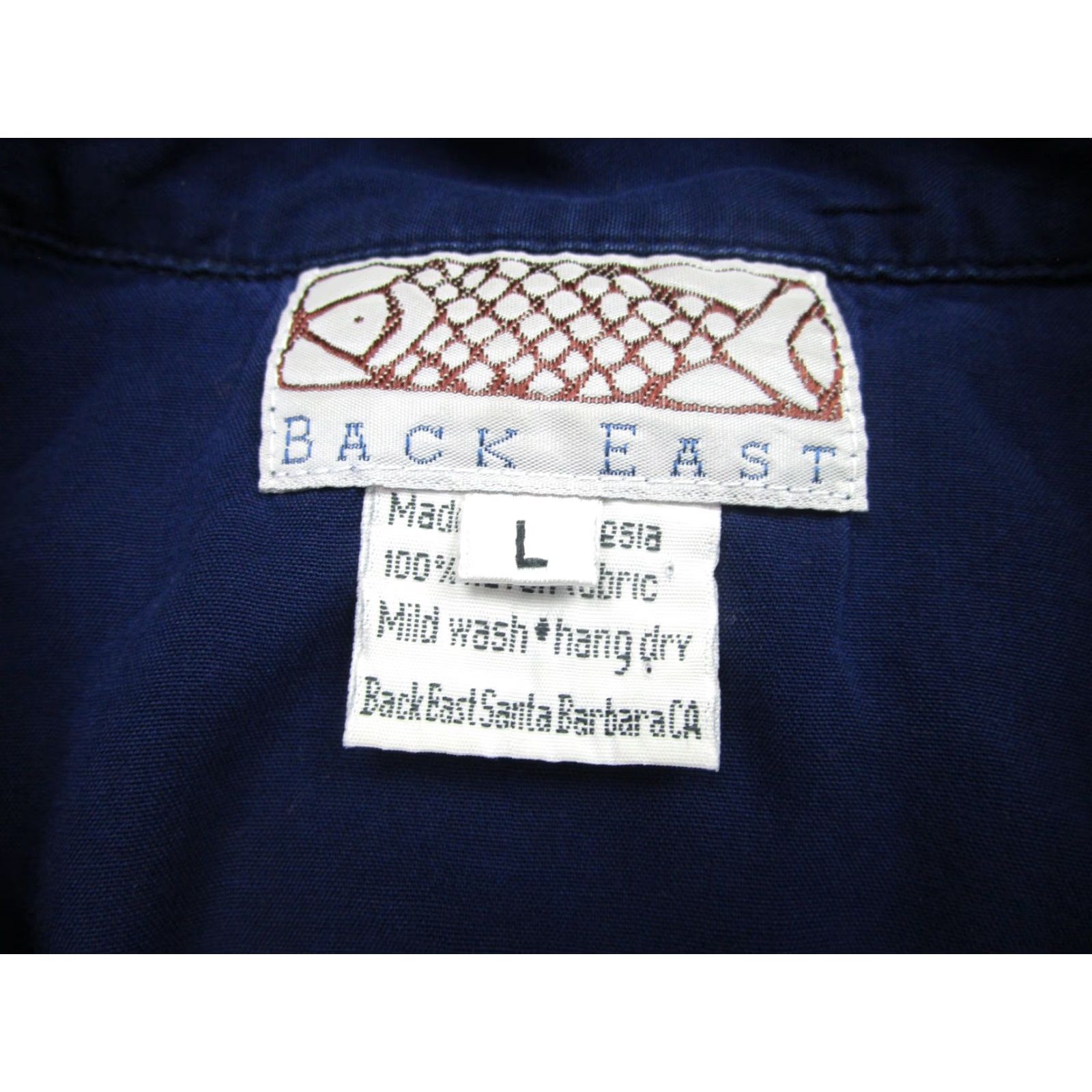 Vintage VINTAGE Back East Hawaiian Shirt Mens Large Navy Blue Rayon Aloha Tiki Camp Button Front Size US L / EU 52-54 / 3 - 6 Thumbnail