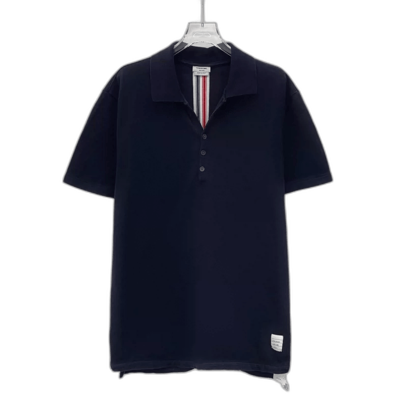 Thom Browne Thom Browne Dark Blue Polo Short Sleeve Shirt Size US L / EU 52-54 / 3 - 1 Thumbnail