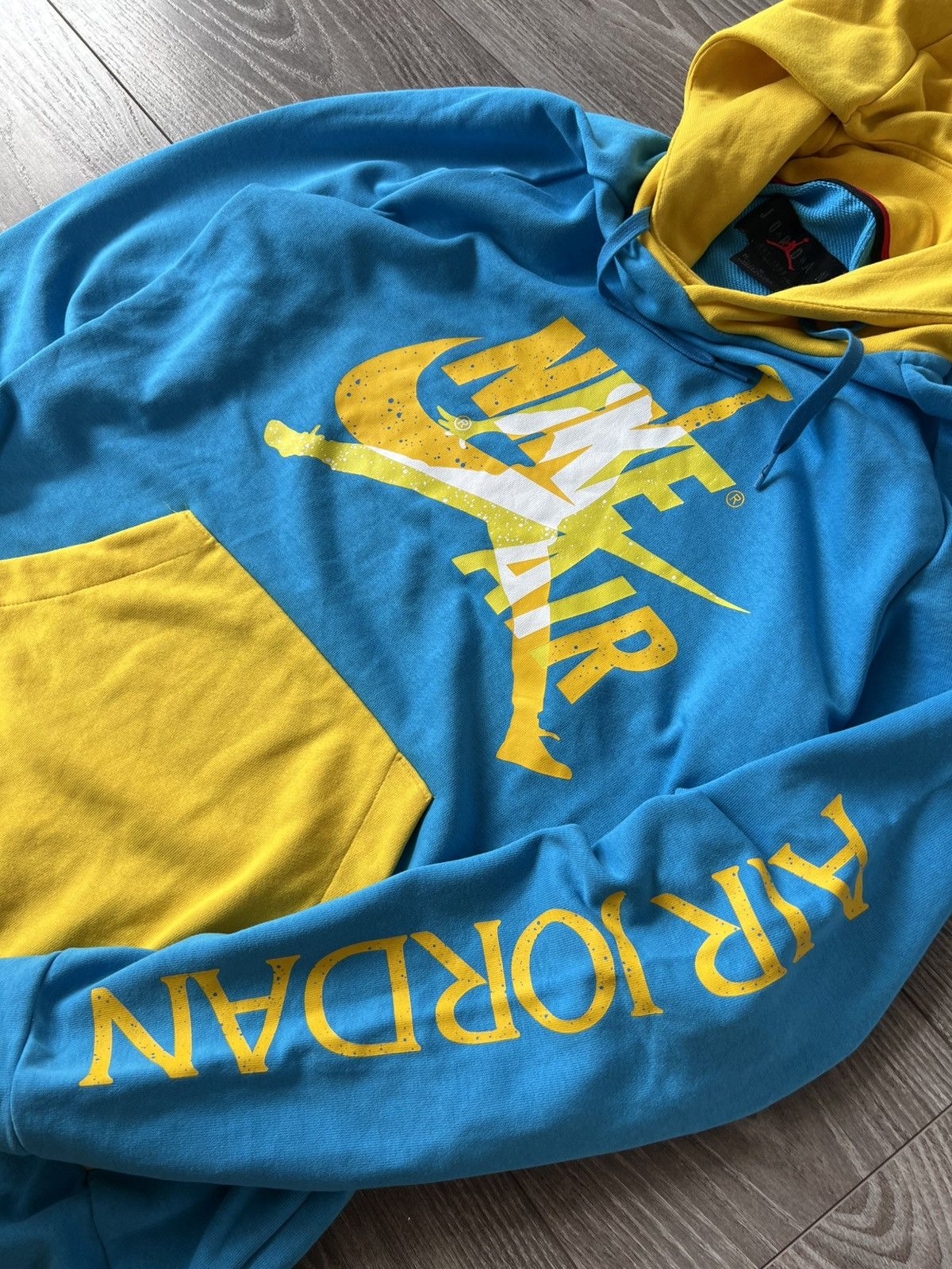 Jordan Brand Nike Air Jordan Jumpman Big Logo Blue/Yellow Patriot Hoodie Size US M / EU 48-50 / 2 - 14 Thumbnail