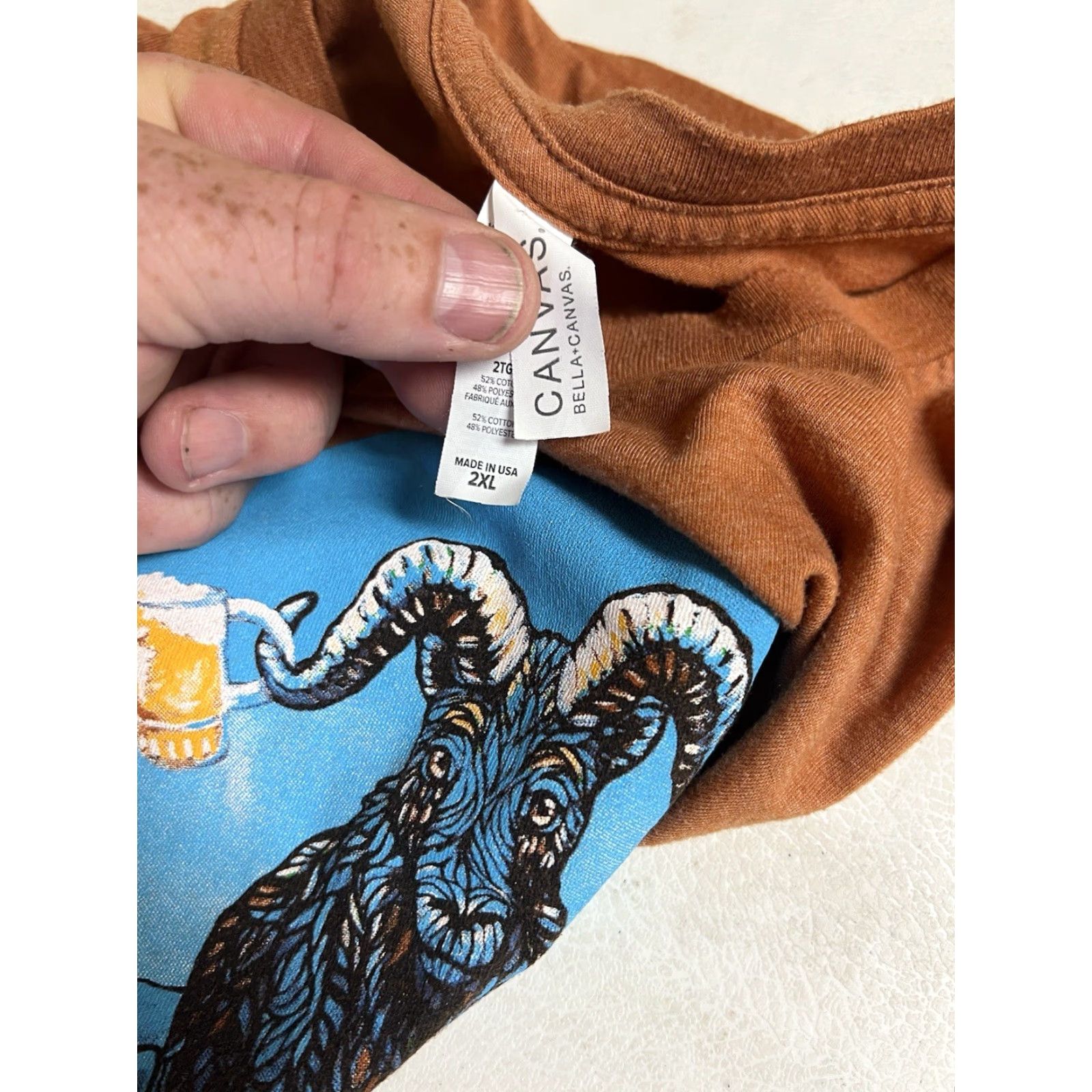Vintage HooDoo Brewing Co. Fairbanks Alaska Beer T Shirt 2XL Brown Mountain Goat Maibock Mens T-Shirt Brown Alaska Beer 2XL Bella + Canvas Size US XXL / EU 58 / 5 - 4 Thumbnail