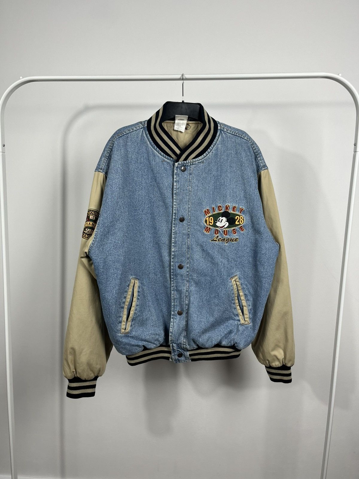 Disney Vintage Mickey Mouse Denim Varsity Jacket 90s Disney Size US M / EU 48-50 / 2 - 1 Thumbnail