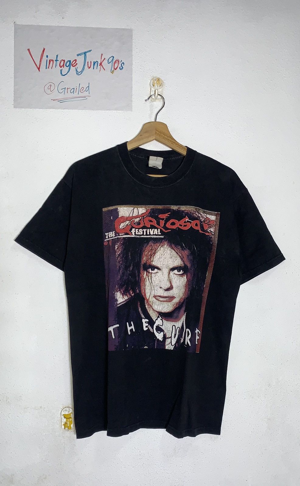 image of Band Tees x The Cure Extremely Vintage The Cure T-Shirt Curiosa Festival in Black (Size Medium)