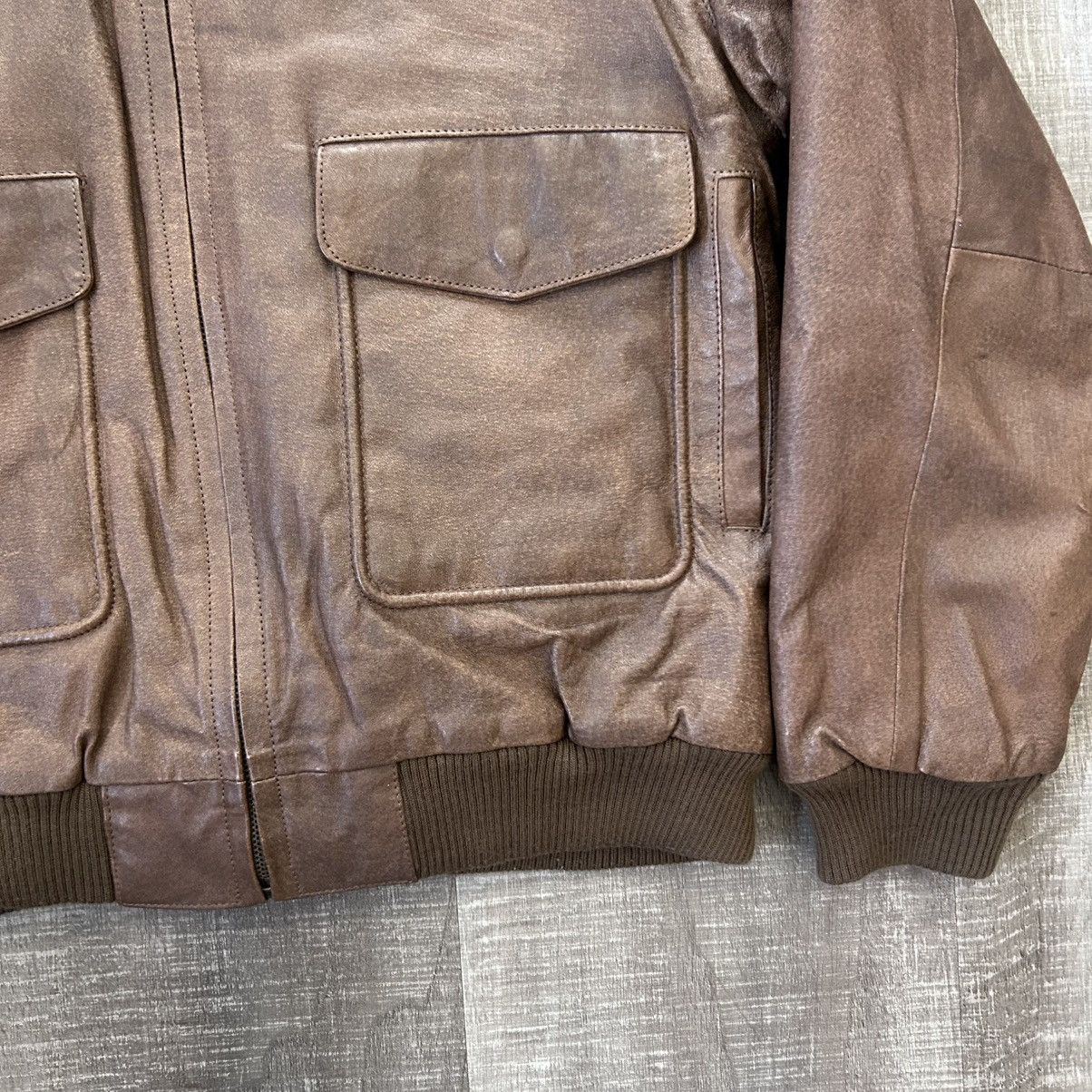 London Fog London Fog Leather Bomber Aviator Jacket Size US L / EU 52-54 / 3 - 2 Thumbnail