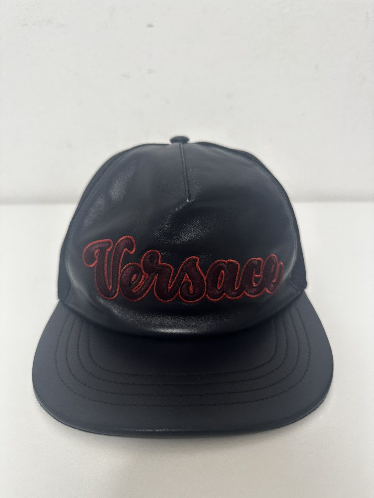 Versace Versace Leather Logo Trucker Hat Size ONE SIZE - 1 Thumbnail