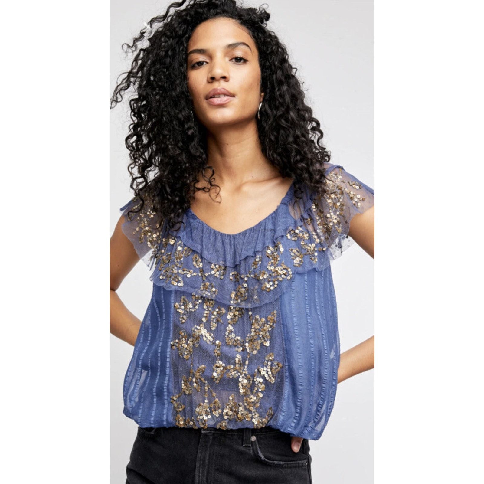 Free People Free People Elisas Off-The-Shoulder Top Wild Moon M A002078 Size M / US 6-8 / IT 42-44 - 1 Thumbnail