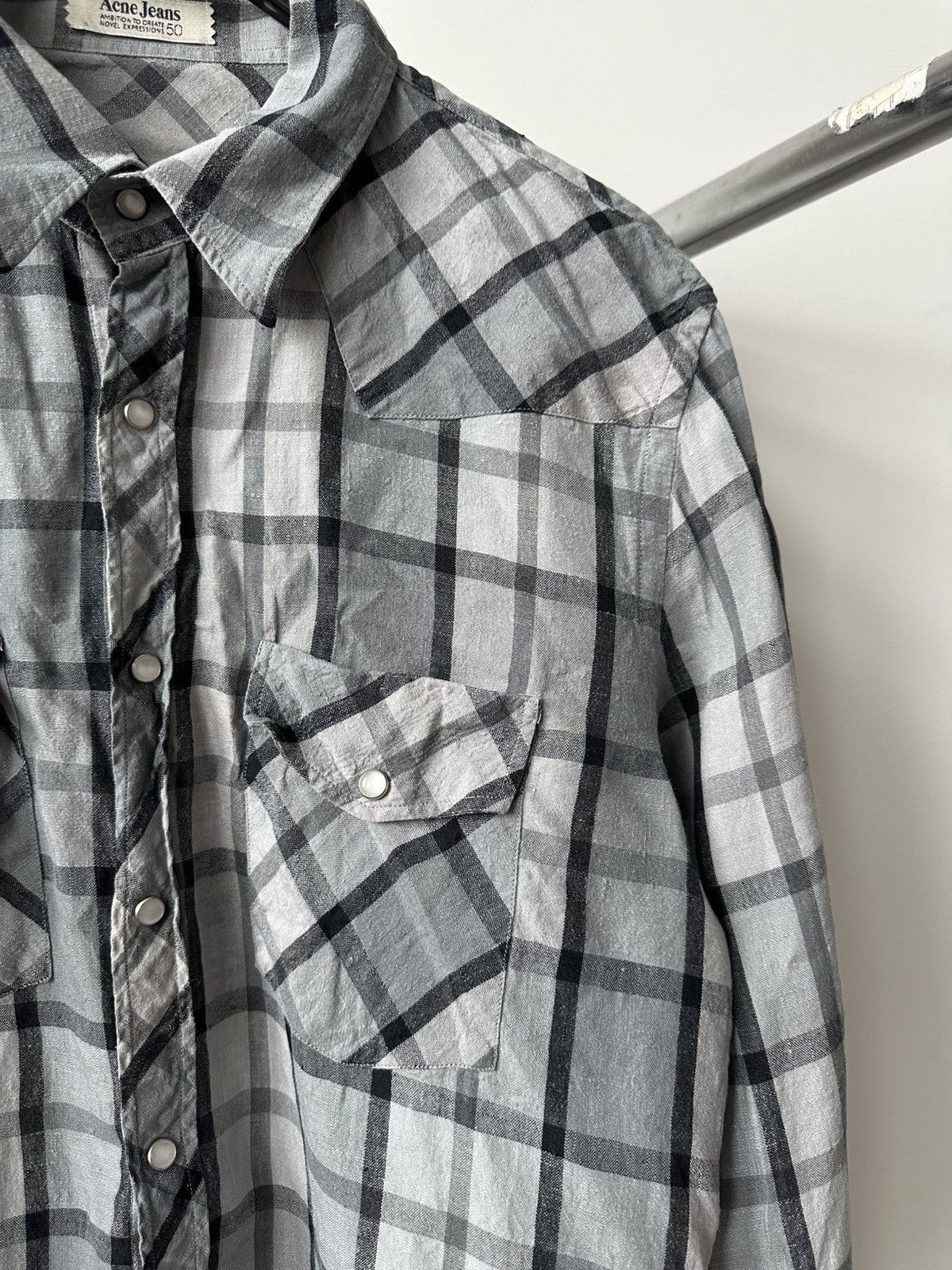 Acne Studios Acne Studios Jeans Linen Button Up Check Shirt Flannel Size US M / EU 48-50 / 2 - 4 Thumbnail