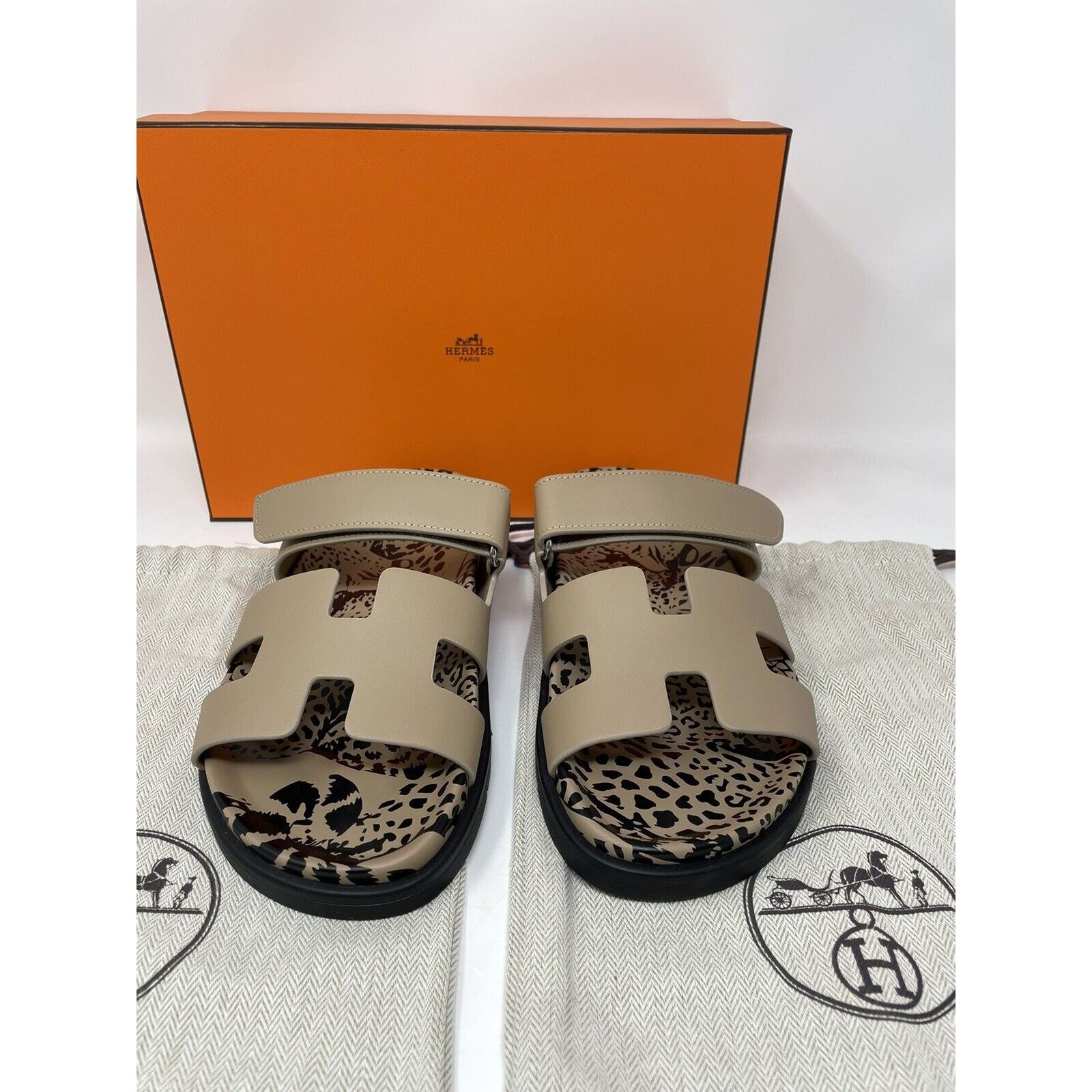 Hermes Heremes Chypre Smooth Calfskin Leopard Techno Sandal 38 NIB Size US 7 / IT 37 - 6 Thumbnail