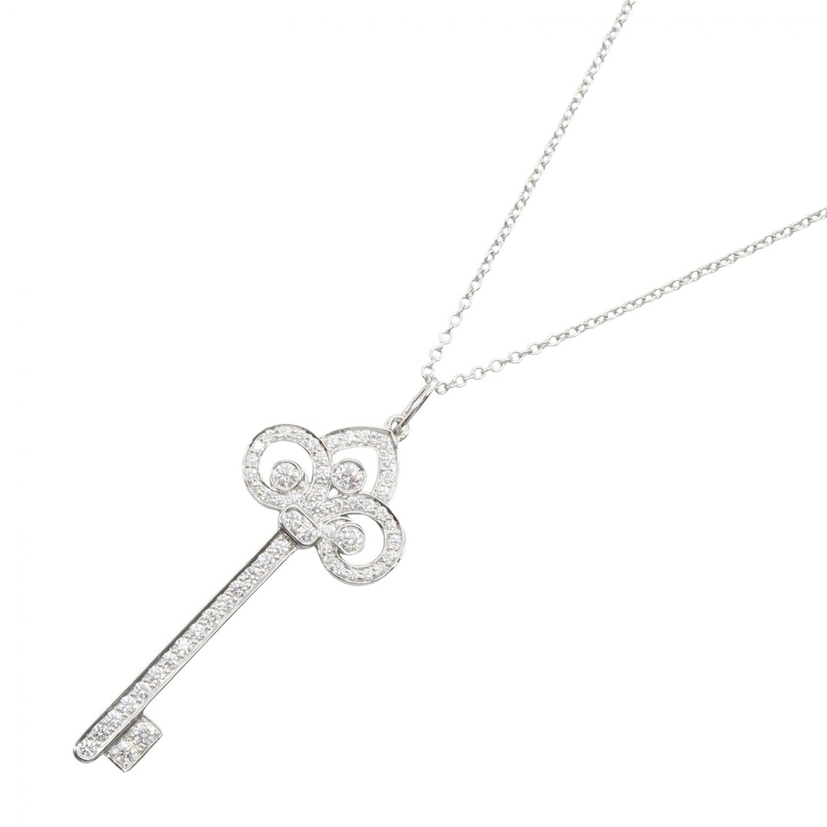 Tiffany & Co. Tiffany & Co. Tiffany & Co. Fleur De Lis Key Pt950 Diamond Necklace Precious Metal Necklace GRP09483 DUTY FREE for USA Size ONE SIZE - 1 Thumbnail