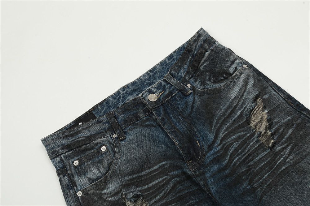 Vintage Retro men's washed distressed loose straight ripped jeans Size US 32 / EU 48 - 3 Thumbnail