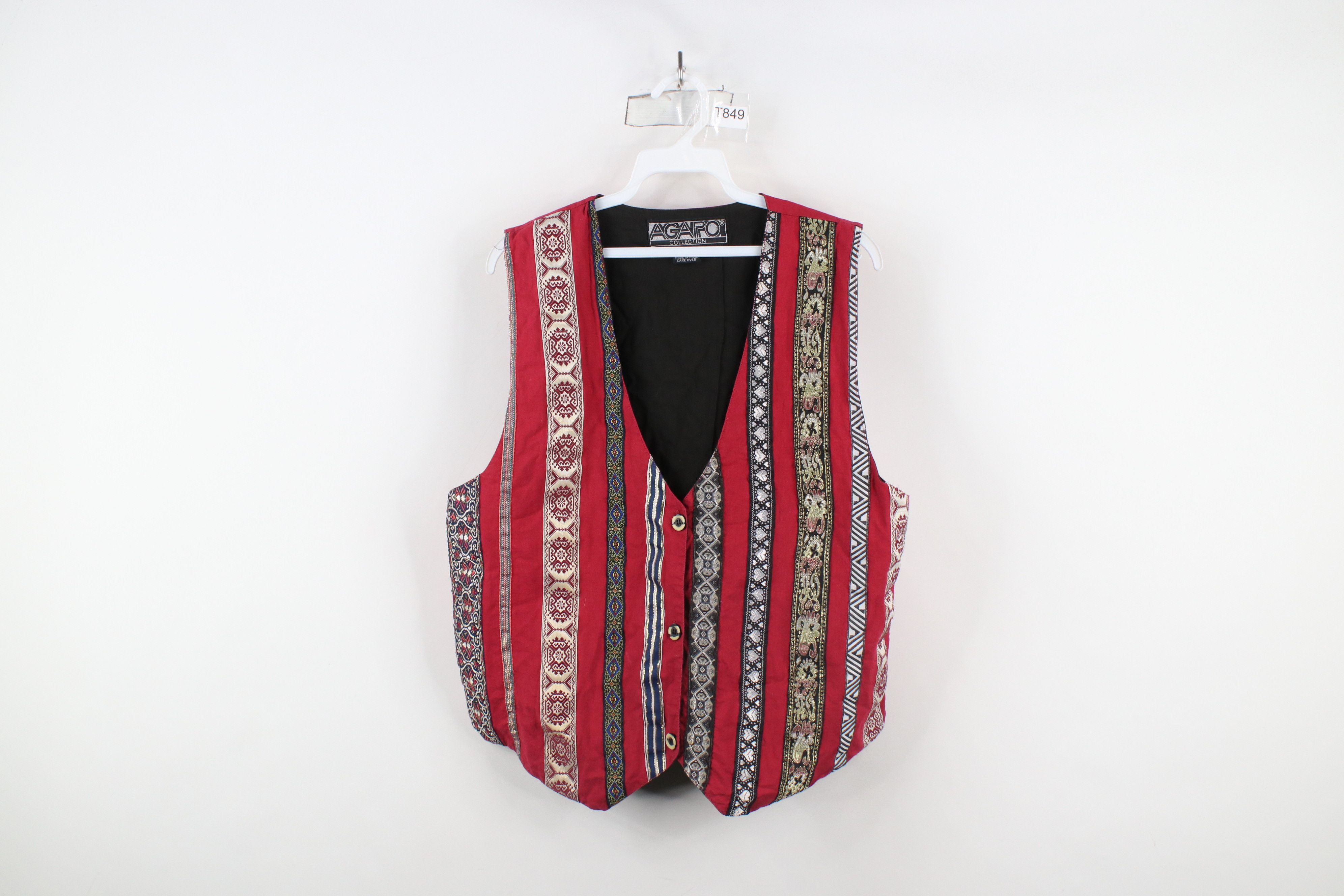 Vintage Vintage 90s Streetwear Geometric Tapestry Vest Jacket Size L / US 10 / IT 46 - 1 Thumbnail