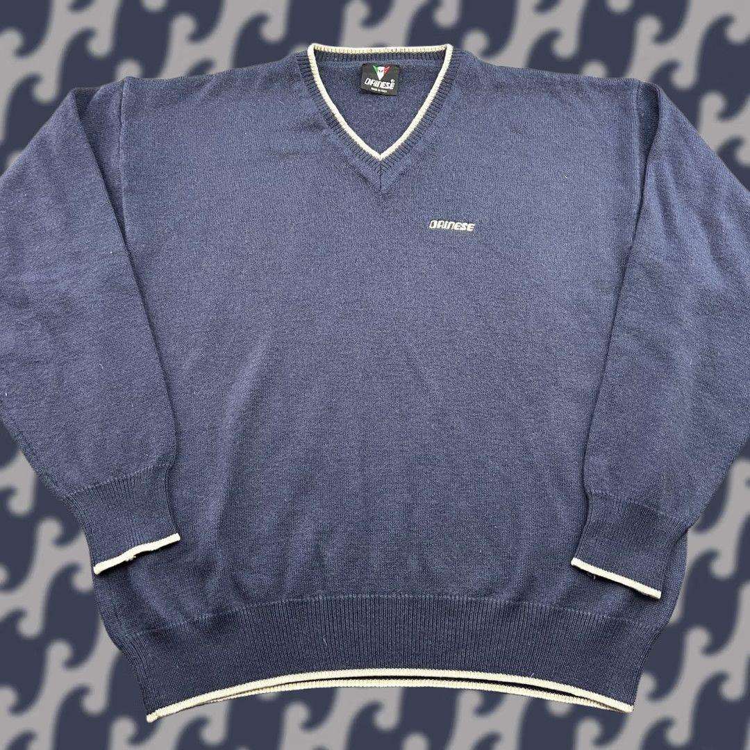 Dainese VINTAGE Dainese Sweater Mens Large Blue V-Neck Wool Acryl Blend Pullover Jumper Size US L / EU 52-54 / 3 - 1 Thumbnail