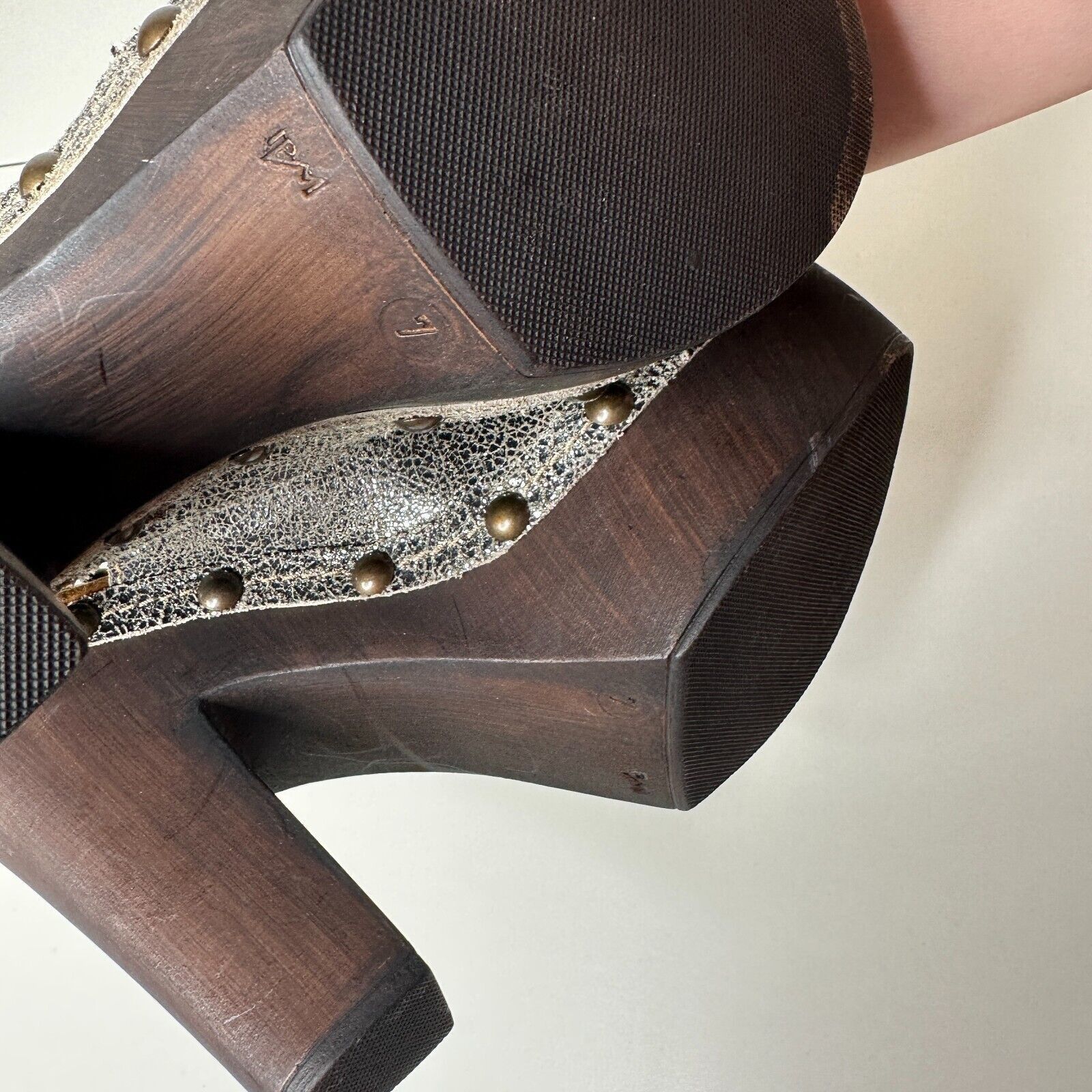 Other Sbicca Silver Leather Clunky Vintage Collection Open Toe 7 Size US 7 / IT 37 - 14 Thumbnail