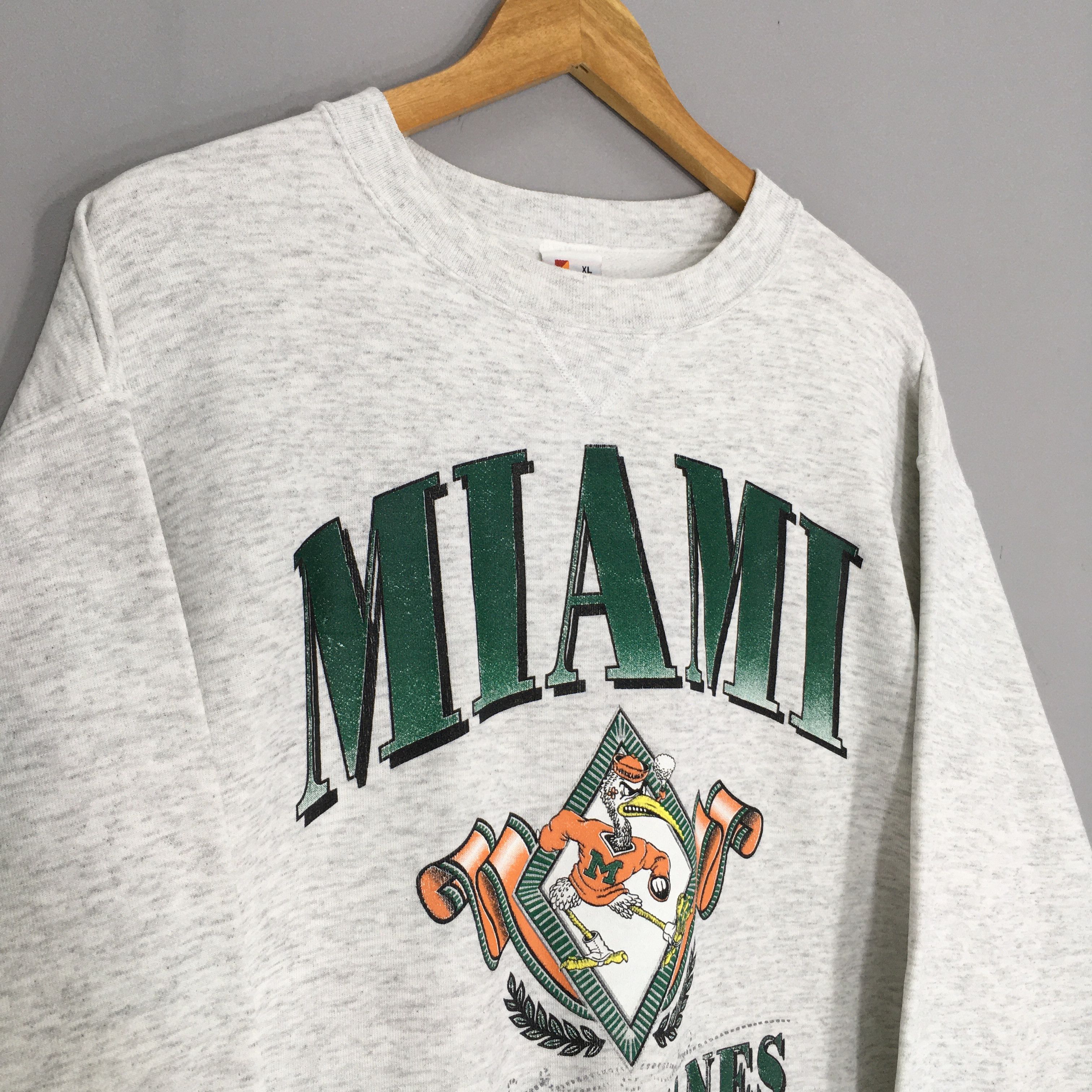 NCAA × Vintage Vintage 90s Rare Miami Hurricanes NCAA Sweatshirt XLarge Size US XL / EU 56 / 4 - 3 Thumbnail