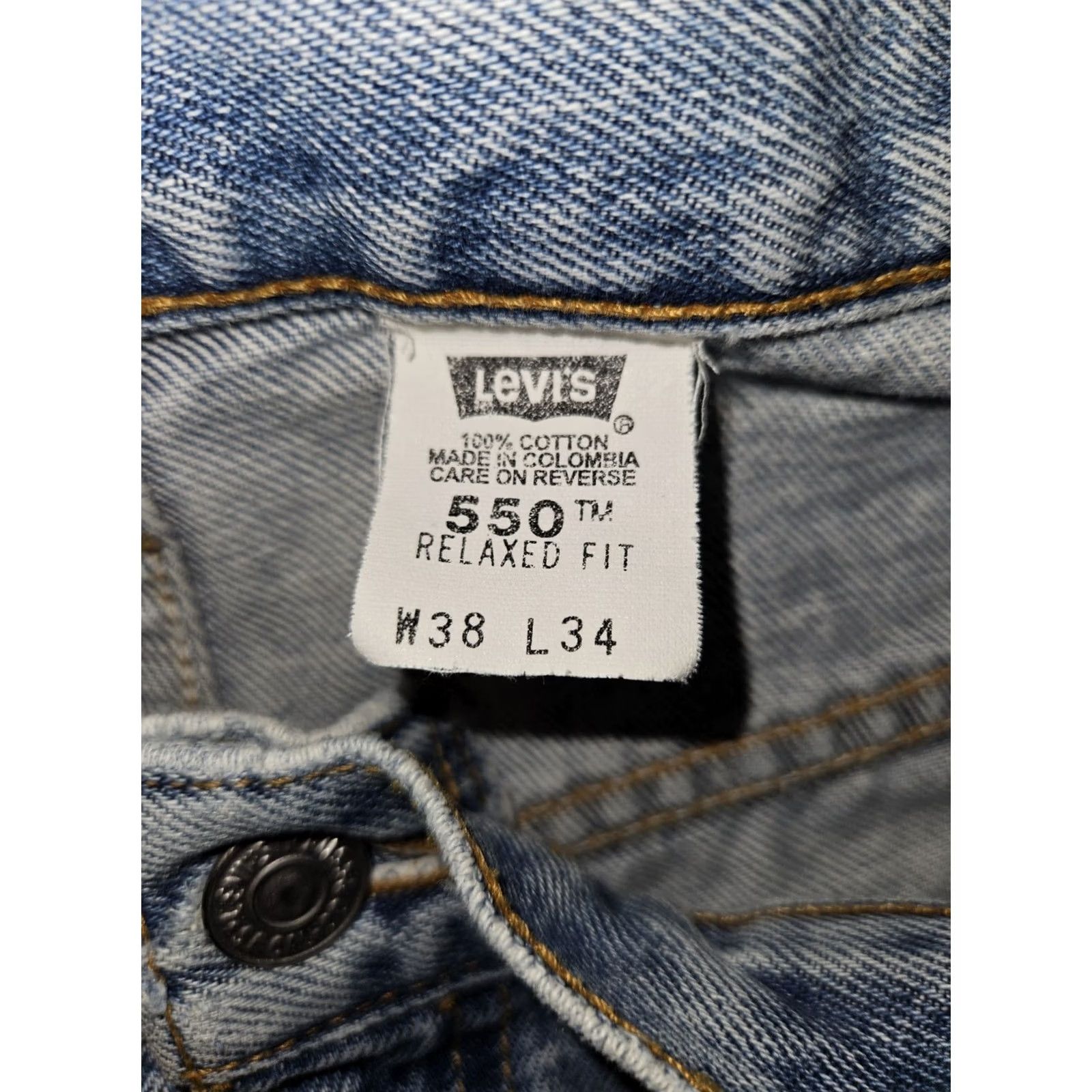 Levi's VINTAGE Levi's 550 Jeans Men 38x34 Relaxed Straight 90s Grunge Blue Denim Distressed Womens? Size US 38 / EU 54 - 2 Thumbnail