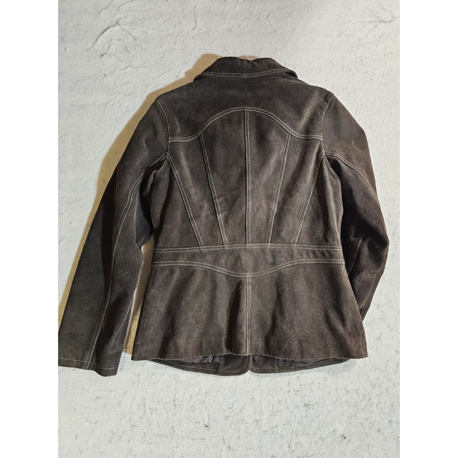 American Eagle Brown 100% Genuine Leather Suede Western Style Button-up Jacket M Women