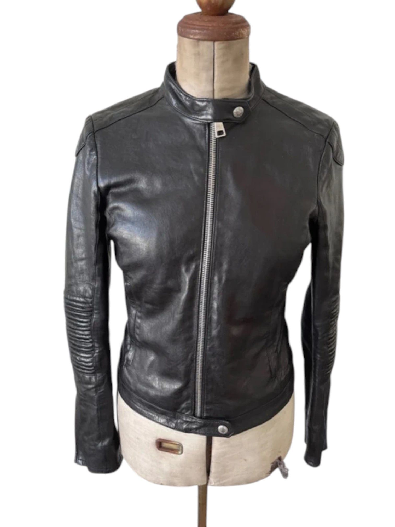 Prada Prada Moto-Detail Fitted Leather Jacket c.2000s Size US S / EU 44-46 / 1 - 2 Thumbnail