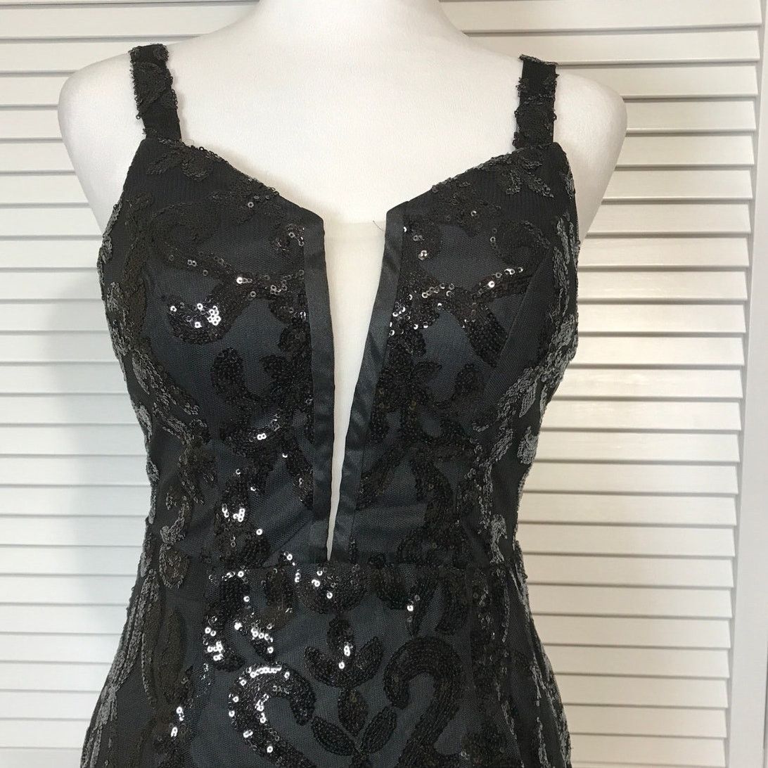 Other Black Sequins Lace Formal Long Bodycon Mermaid Dress 4 Size S / US 4 / IT 40 - 3 Thumbnail