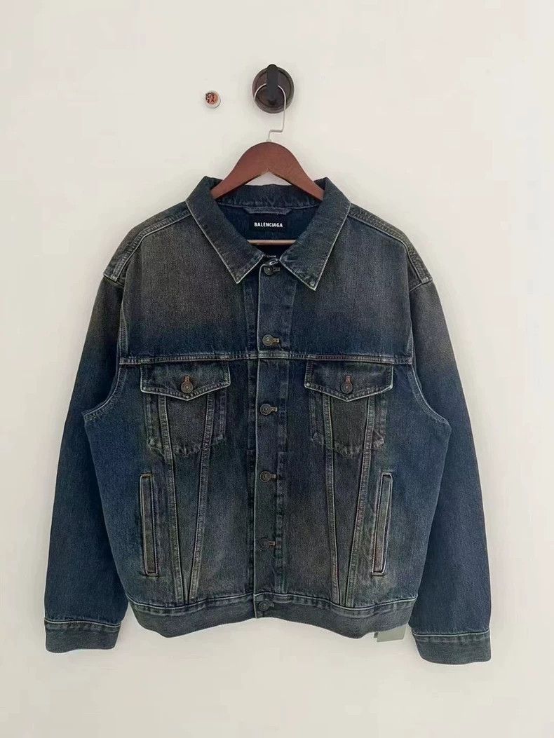 Balenciaga Balenciaga Blue Denim Jacket with Logo - dmc Size US XL / EU 56 / 4 - 1 Thumbnail