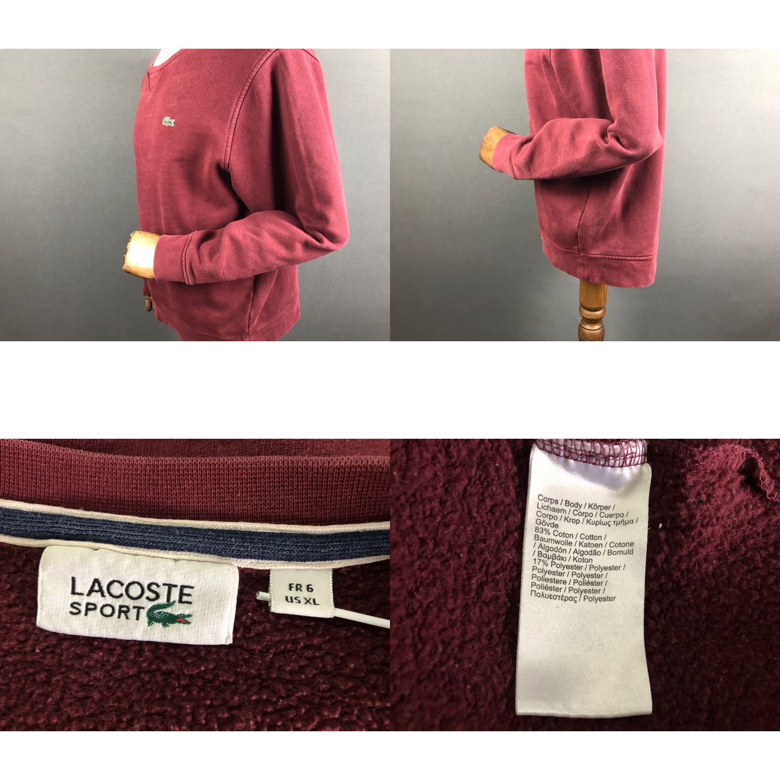 Lacoste Lacoste Sport Sweatshirt Men XL Burgundy Cotton Jersey Logo Embroidered Crew Neck Pullover Regular Size XL Vacation Classic Style Size US XL / EU 56 / 4 - 8 Thumbnail
