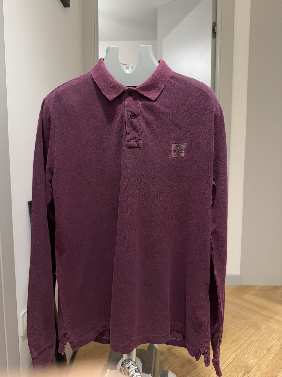 Stone Island × Vintage Stone Island Long Sleeve Burgundy polo t-shirt ...