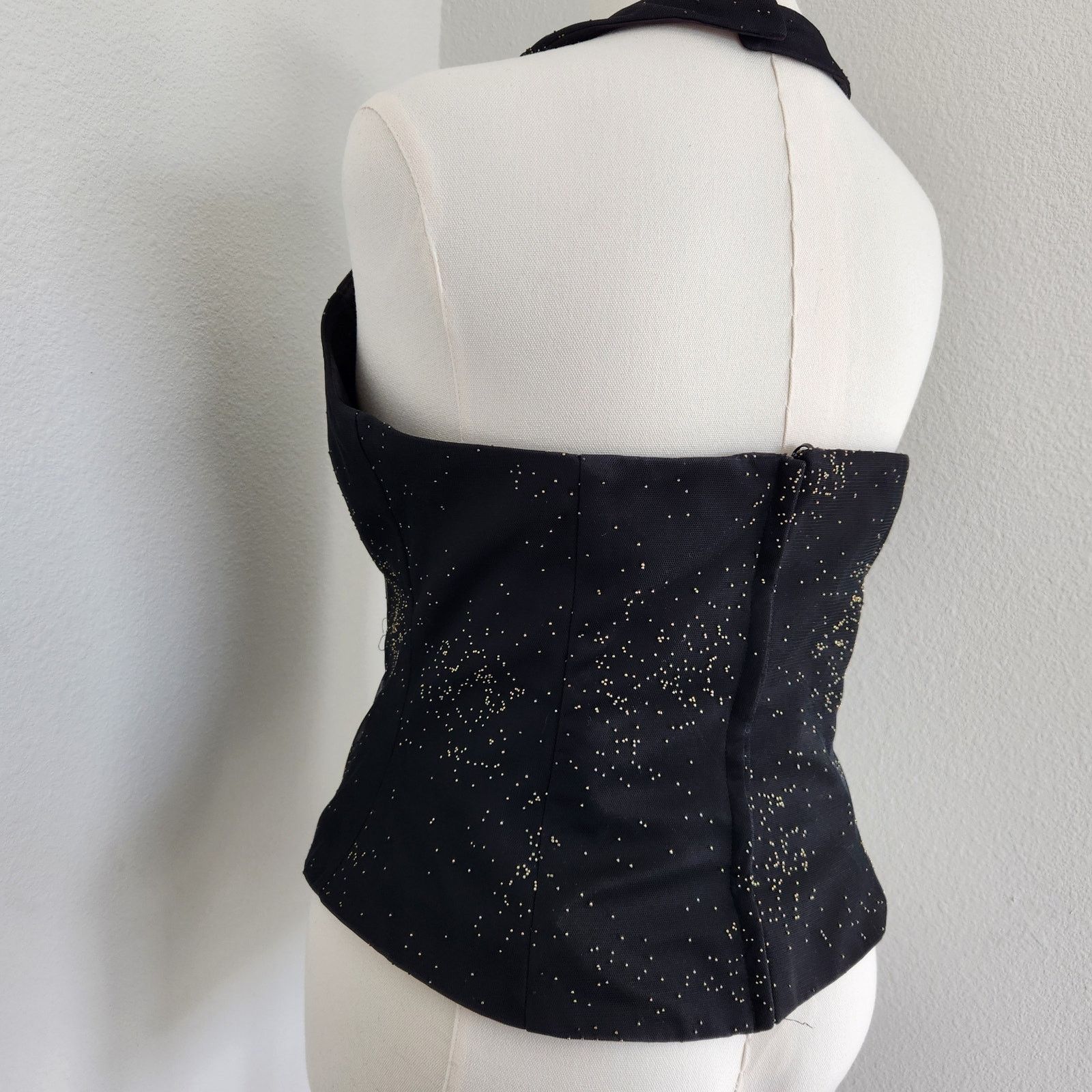 Vintage Vintage Black Tulle Halter Top Metal Beaded V-Neck L Size L / US 10 / IT 46 - 7 Thumbnail