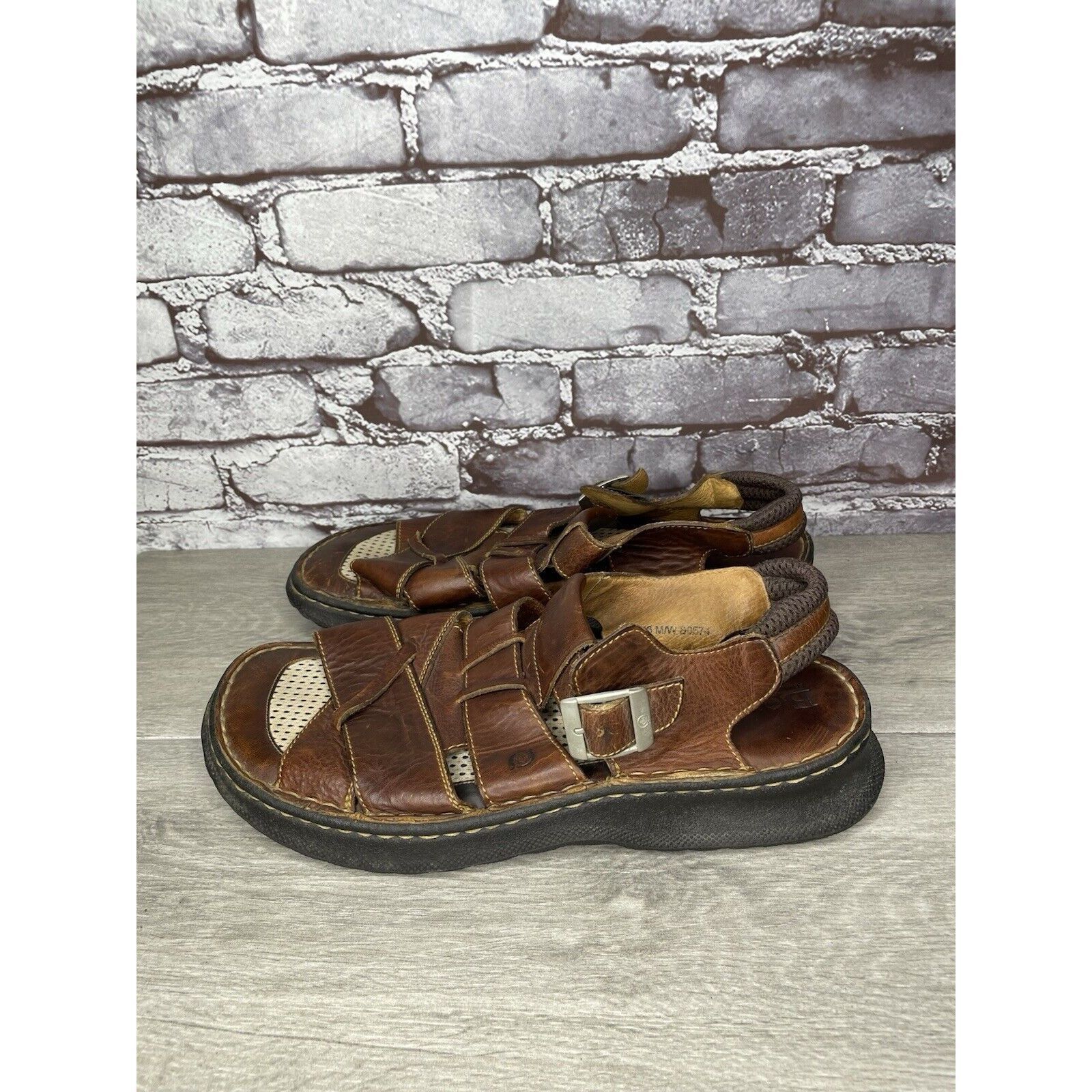 Born Born Brown Leather Fisherman Comfort Strap Casual Sandals Me Size US 12 / EU 45 - 17 Thumbnail