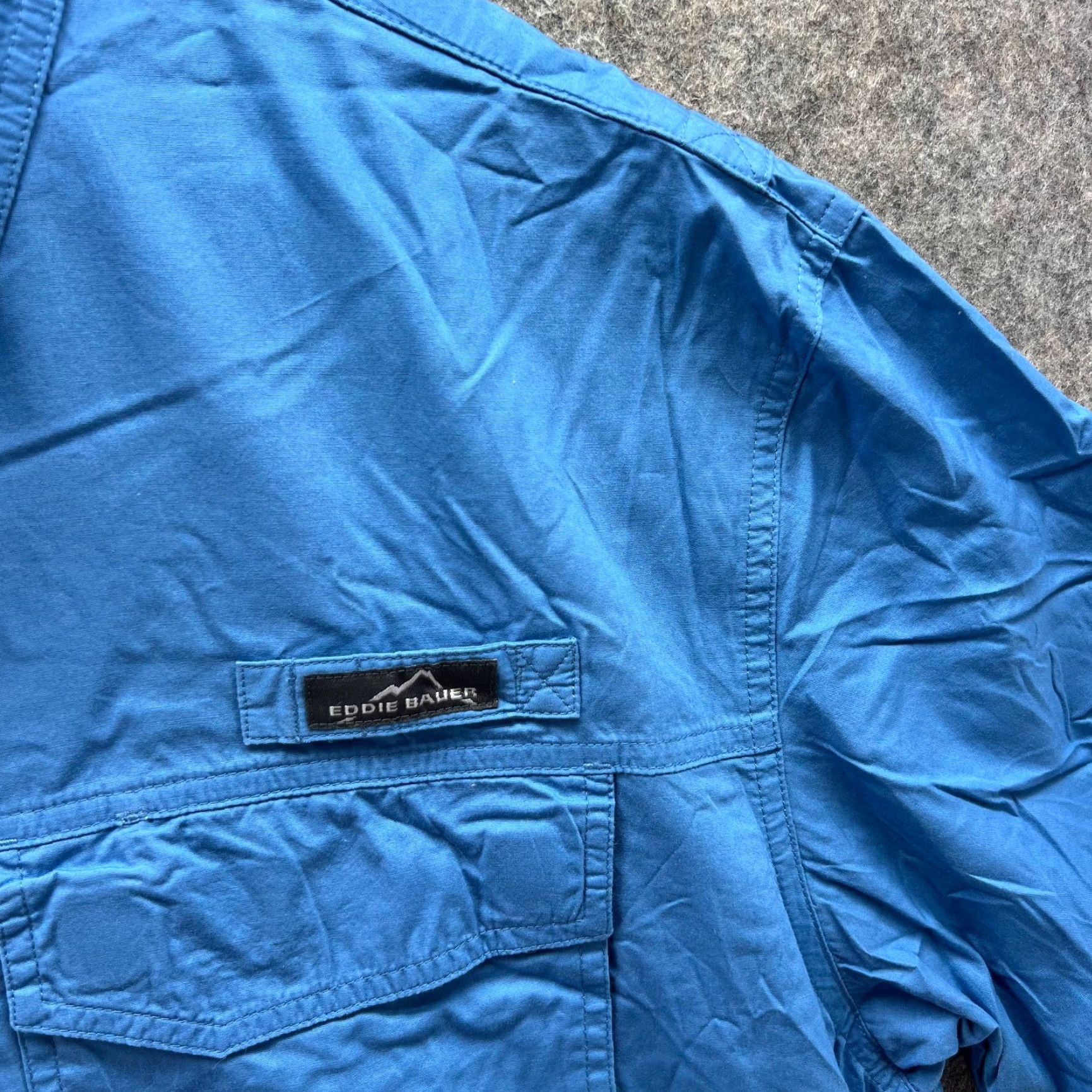 Eddie Bauer VINTAGE Eddie Bauer Shirt Mens XL Blue Button-Down Vented USMC Marines Patch Fishing Button-Up Collared Short Sleeve Regular Fit Size US XL / EU 56 / 4 - 6 Thumbnail