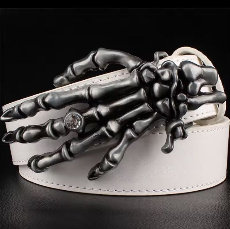 Japanese Brand 125 cm Rhinestone Skeleton Hand Pu Leather Belt Size ONE SIZE - 1 Thumbnail