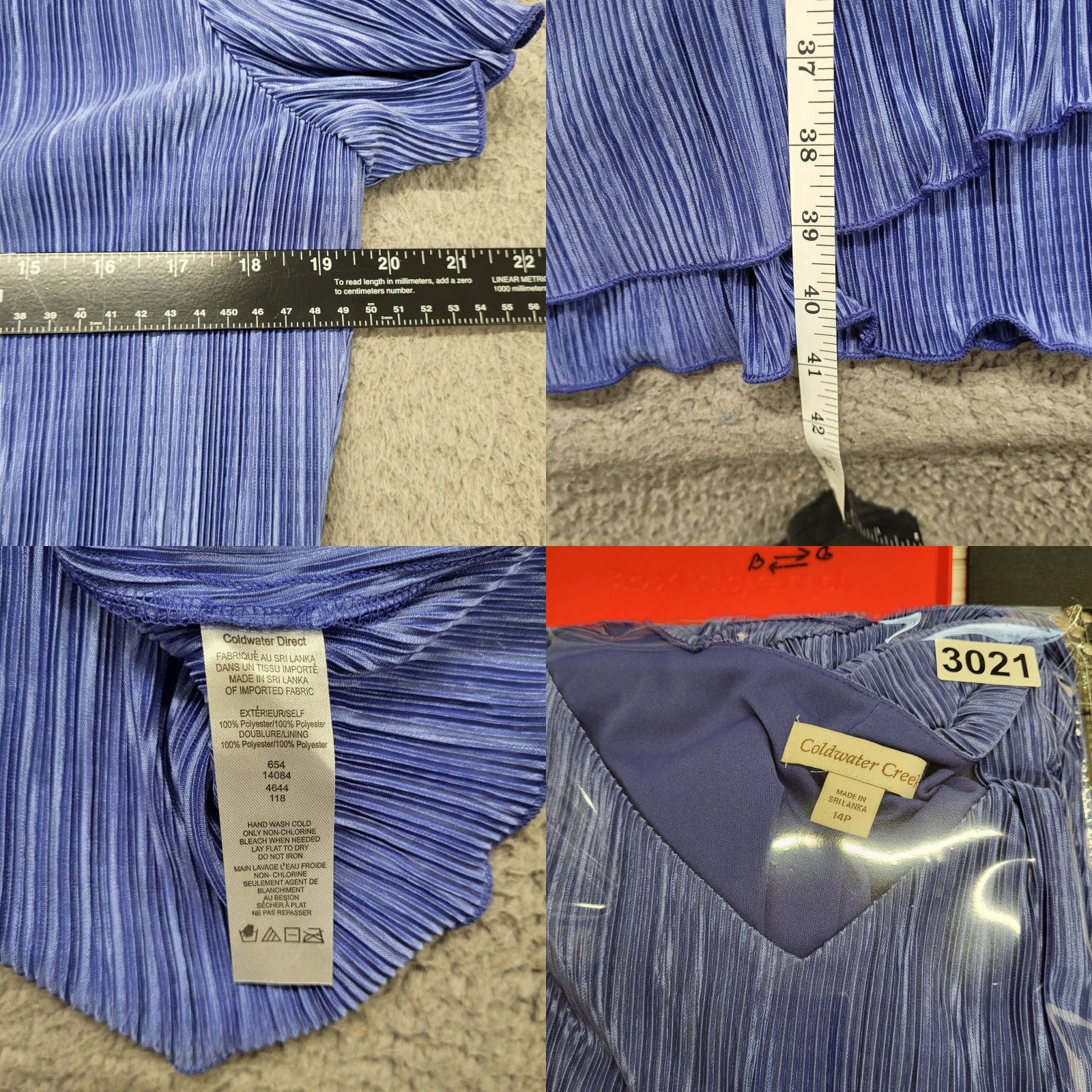 Coldwater Creek VINTAGE Coldwater Creek Formal Midi Dress 14P Periwinkle Crepe Tiered Flutter Sleeve Short Sleeve Blue Women's Dress Size XL / US 12-14 / IT 48-50 - 8 Thumbnail